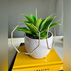 Octagonal Leather and Metal Wrapped Earrings